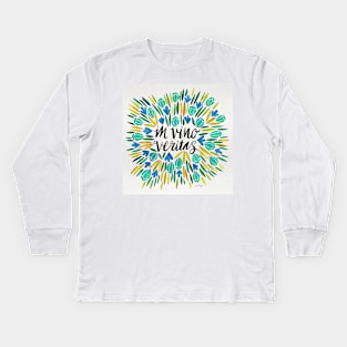 vino veritas yellow Kids Long Sleeve T-Shirt